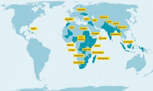 In deze landen werkte Tearfund in 2023